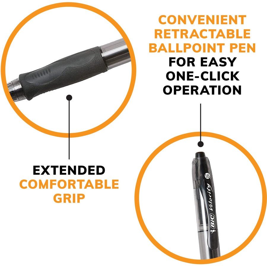 BIC Glide Bold Black Ballpoint Pens, Bold Point (1.6 mm), 12-Count Pack, Retractable Ballpoint Pens With Comfortable Full Grip - VLGB11-Blk-CA