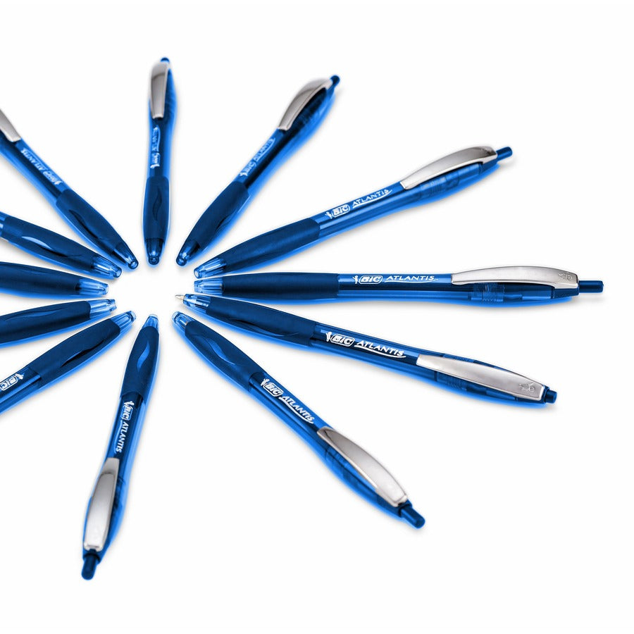BIC Glide Blue Retractable Ballpoint Pens, Medium Point (1.0 mm), 12-Count Pack, Ultra Smooth Writing Blue Pens - VCG11-BLU-CA