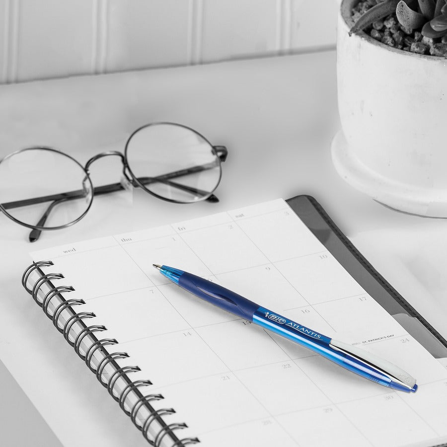 BIC Glide Blue Retractable Ballpoint Pens, Medium Point (1.0 mm), 12-Count Pack, Ultra Smooth Writing Blue Pens - VCG11-BLU-CA