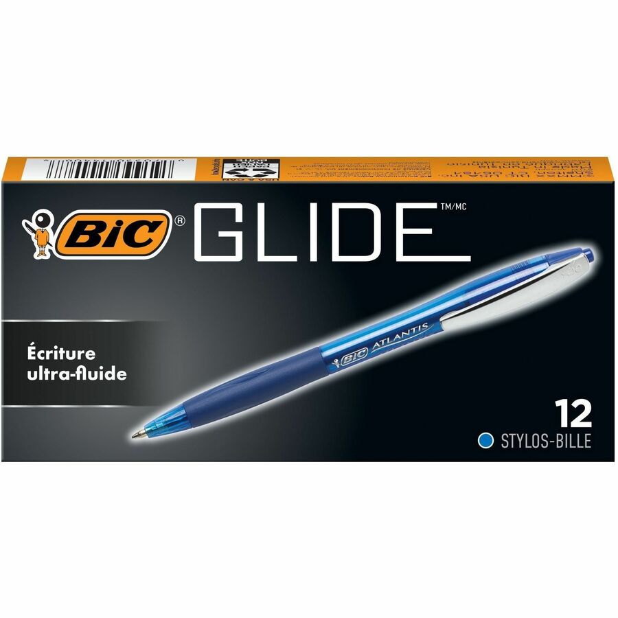 BIC Glide Blue Retractable Ballpoint Pens, Medium Point (1.0 mm), 12-Count Pack, Ultra Smooth Writing Blue Pens - VCG11-BLU-CA