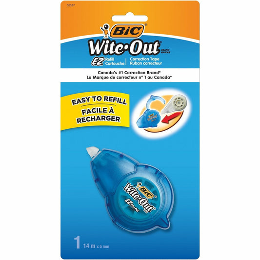 BIC Wite Out Brand EZ Refill Correction Tape, 1-Count Pack of White Correction Tape, Easy to Refill for Office or School