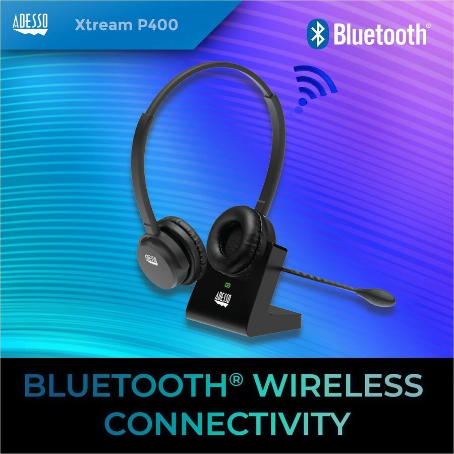 Adesso Xtream P400 Wireless Multimedia Headset with Charging Dock - XTREAM P400