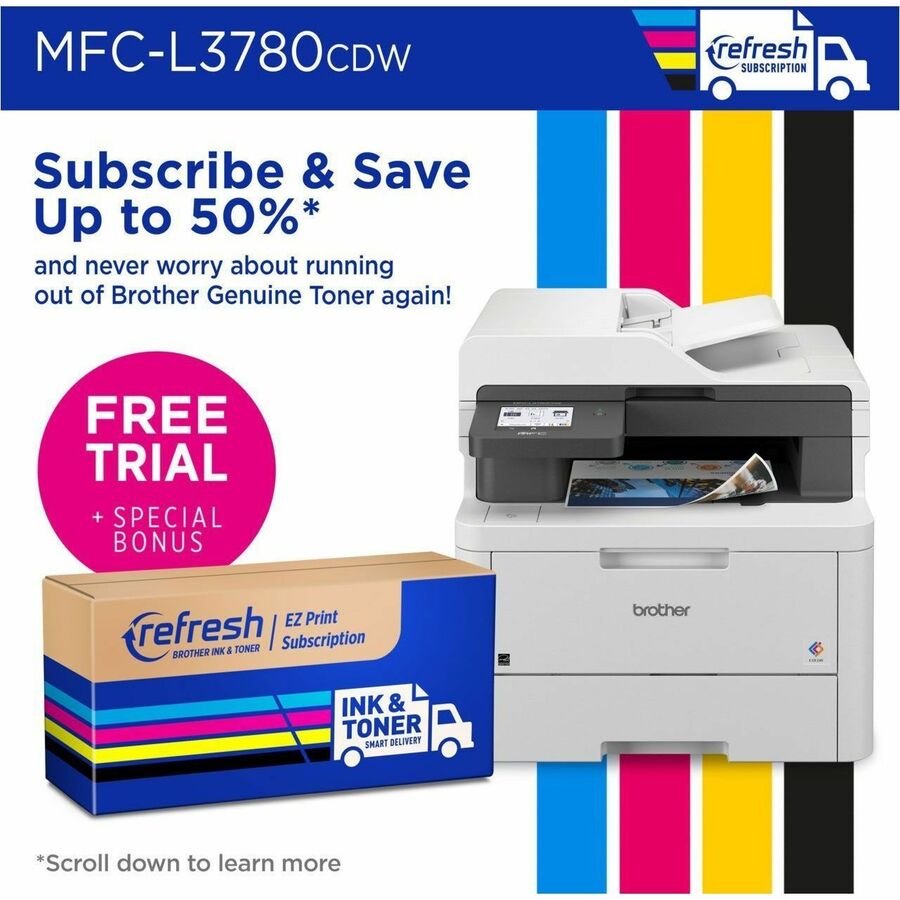 Brother MFC-L3780CDW Wired & Wireless Laser Multifunction Printer - Color - MFC-L3780CDW