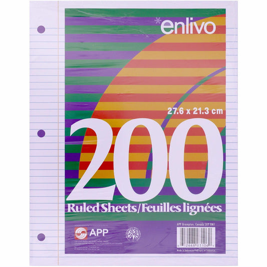 APP Loose-Leaf Paper, 7mm Ruled, 200 Sheets
