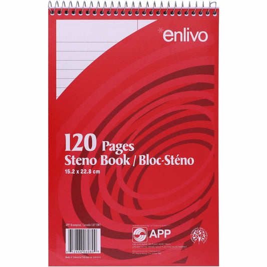 APP Coil Steno Book, Ruled, 6"x9" , 120pg