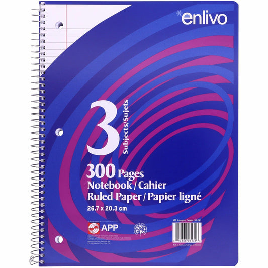 APP Coil Exercise Book, Ruled, 10.5"x8" , 300pg, 3-Subjects