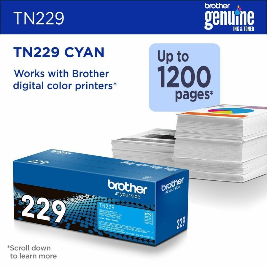 Brother Original Standard Yield Laser Toner Cartridge - Cyan - 1 Each - TN229C