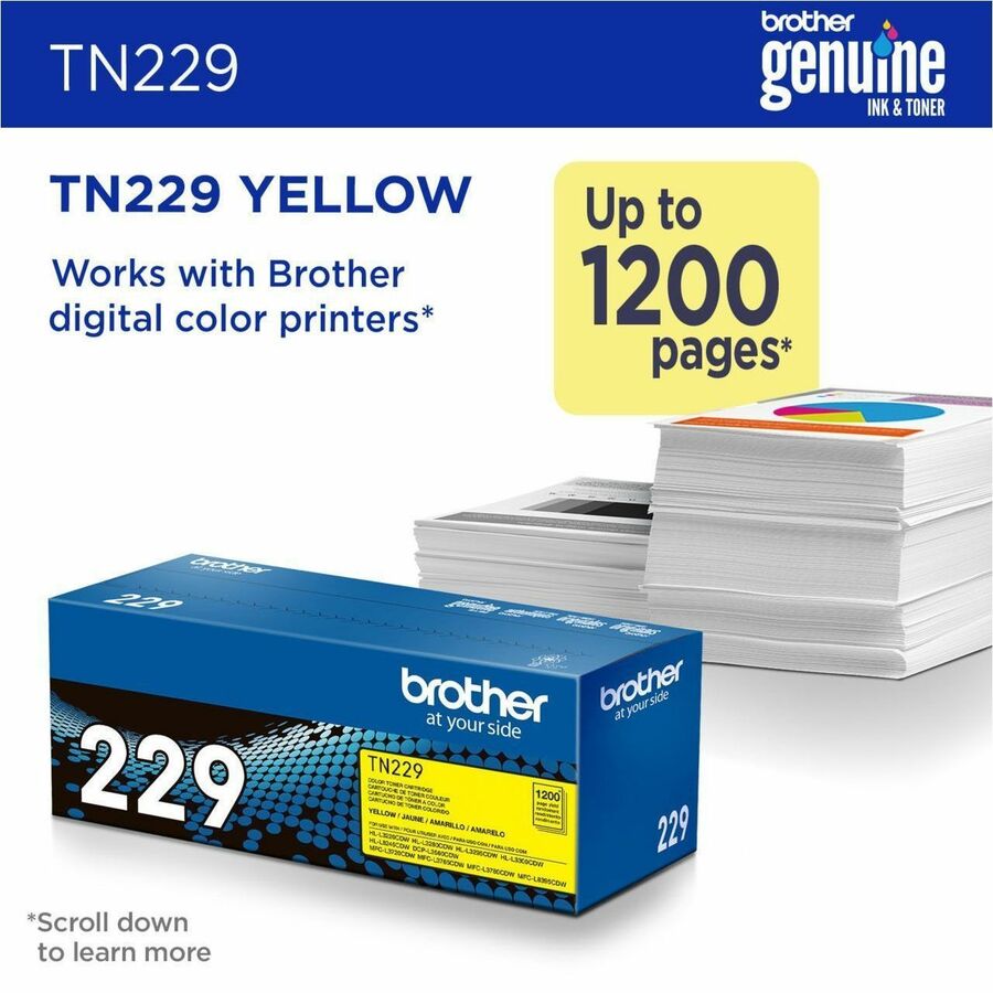 Brother Original Standard Yield Laser Toner Cartridge - Yellow - 1 Each - TN229Y
