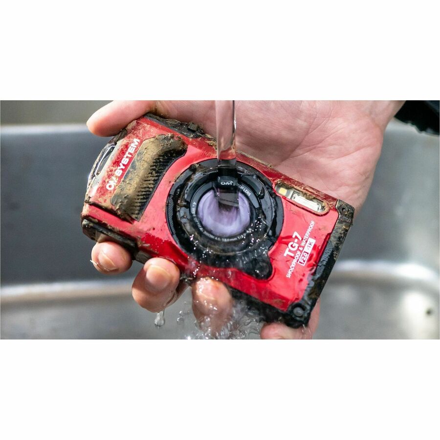 Olympus OM SYSTEM TG-7 12 Megapixel Compact Camera - Black, Red - V110030RU000
