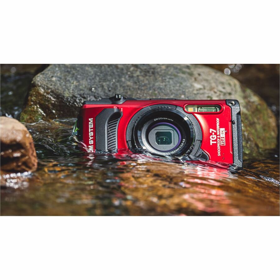 Olympus OM SYSTEM TG-7 12 Megapixel Compact Camera - Black, Red - V110030RU000