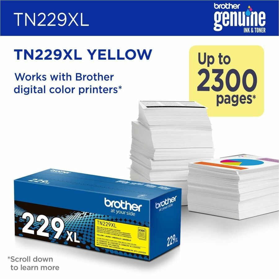 Brother Original High Yield Laser Toner Cartridge - Yellow - 1 Each - TN229XLY