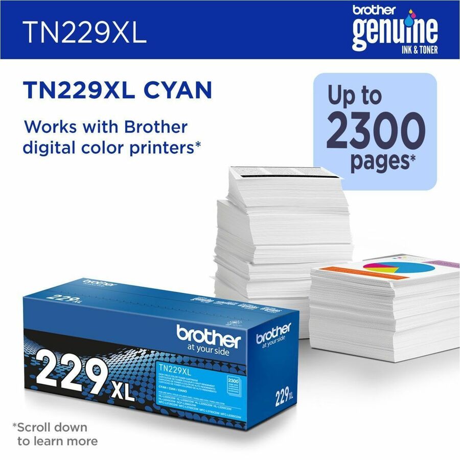 Brother Original High Yield Laser Toner Cartridge - Cyan - 1 Each - TN229XLC