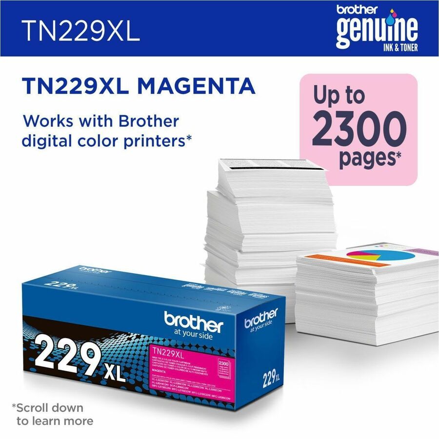 Brother Original High Yield Laser Toner Cartridge - Magenta - 1 Each - TN229XLM