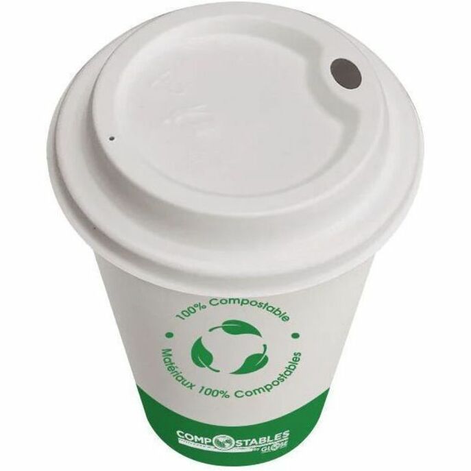 Globe Single Wall Hot/Cold Compostable Paper Cups - 12 Oz / White - 6054