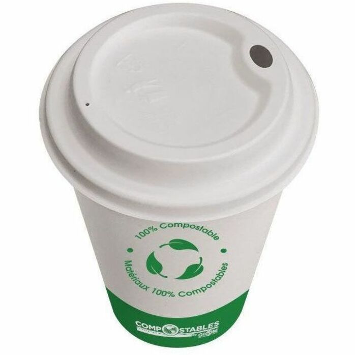 Globe Single Wall Hot/Cold Compostable Paper Cups - 8 Oz / White - 6052