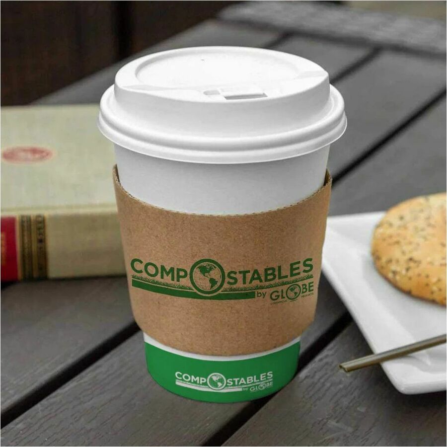 Globe 16 Oz Single Wall Hot/Cold Compostable Paper Cups - White - 6055