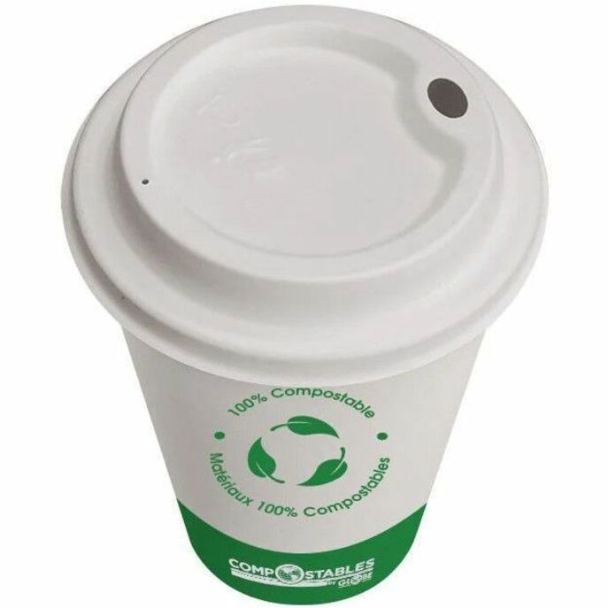 Globe 16 Oz Single Wall Hot/Cold Compostable Paper Cups - White - 6055
