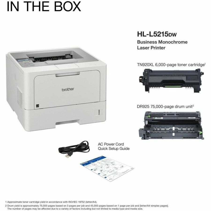 Brother HL-L5215DW Desktop Wireless Laser Printer - Monochrome - HL-L5215DW