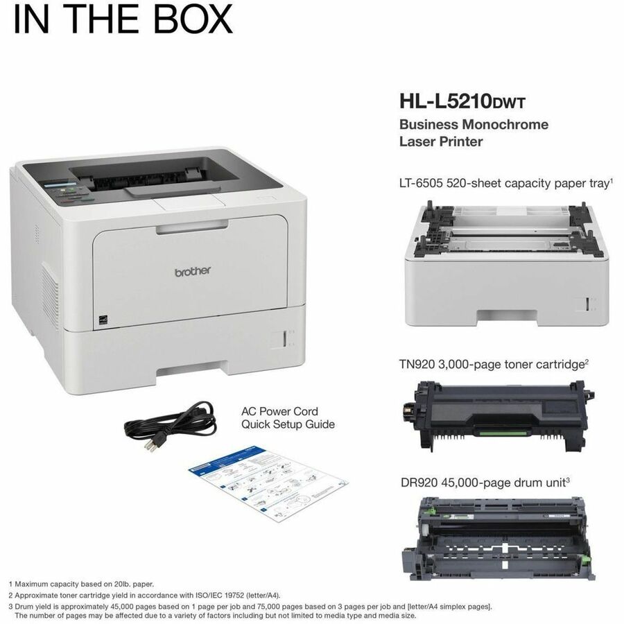 Brother HL-L5210DW Desktop Wireless Laser Printer - Monochrome - HLL5210DWT