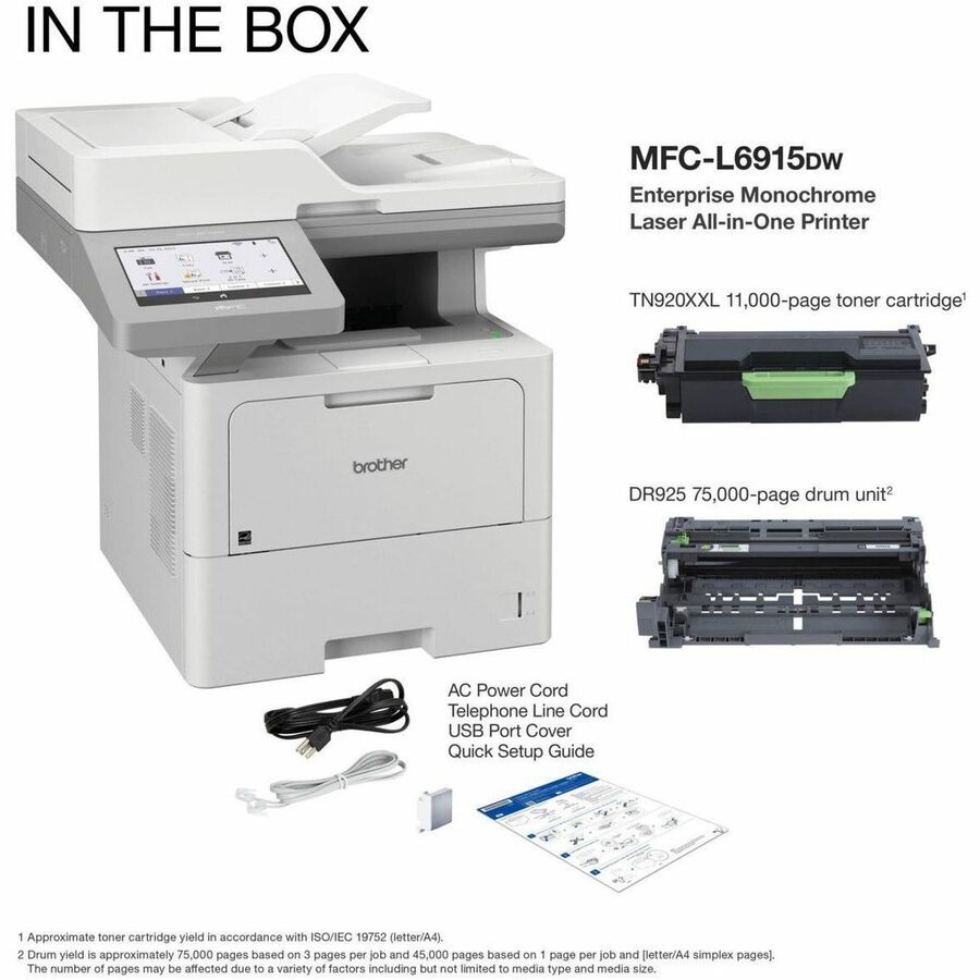 Brother MFC-L6915DW Wireless Laser Multifunction Printer - Monochrome - MFCL6915DW