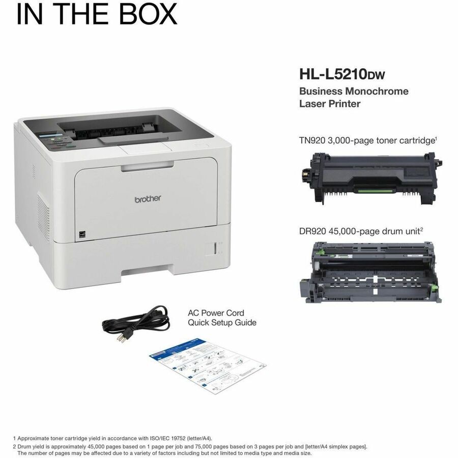 Brother HL-L5210DW Desktop Wireless Laser Printer - Monochrome - HLL5210DW