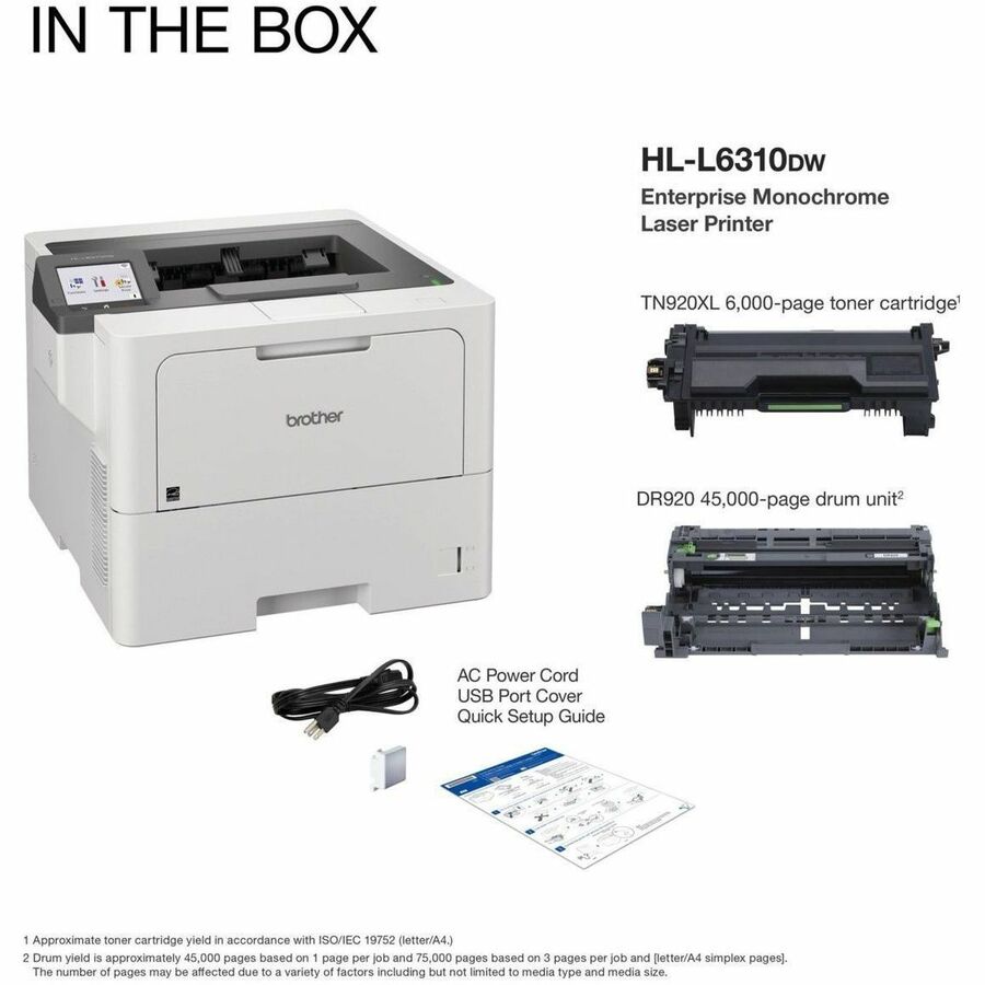 Brother HL-L6310DW Desktop Wireless Laser Printer - Monochrome - HLL6310DW