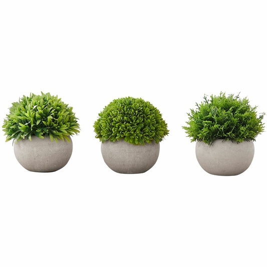 Monarch Specialties Artificial Plant - 3pcs / 5"H Grass in a 3" Grey Pot
