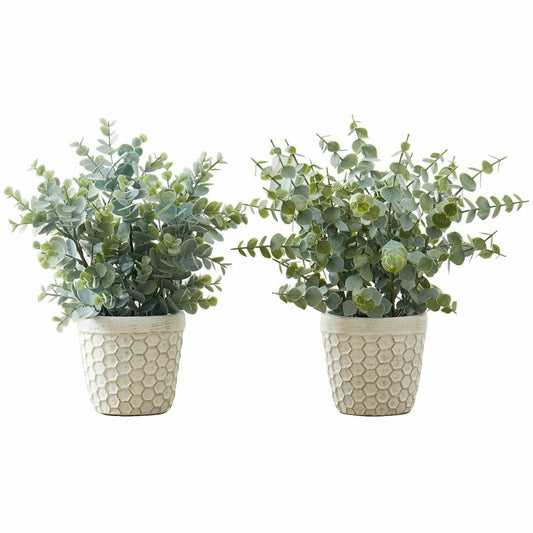 Monarch Specialties Artificial Plant - 2pcs / 13"H Eucalyptus/ Grass/ 4" Pot
