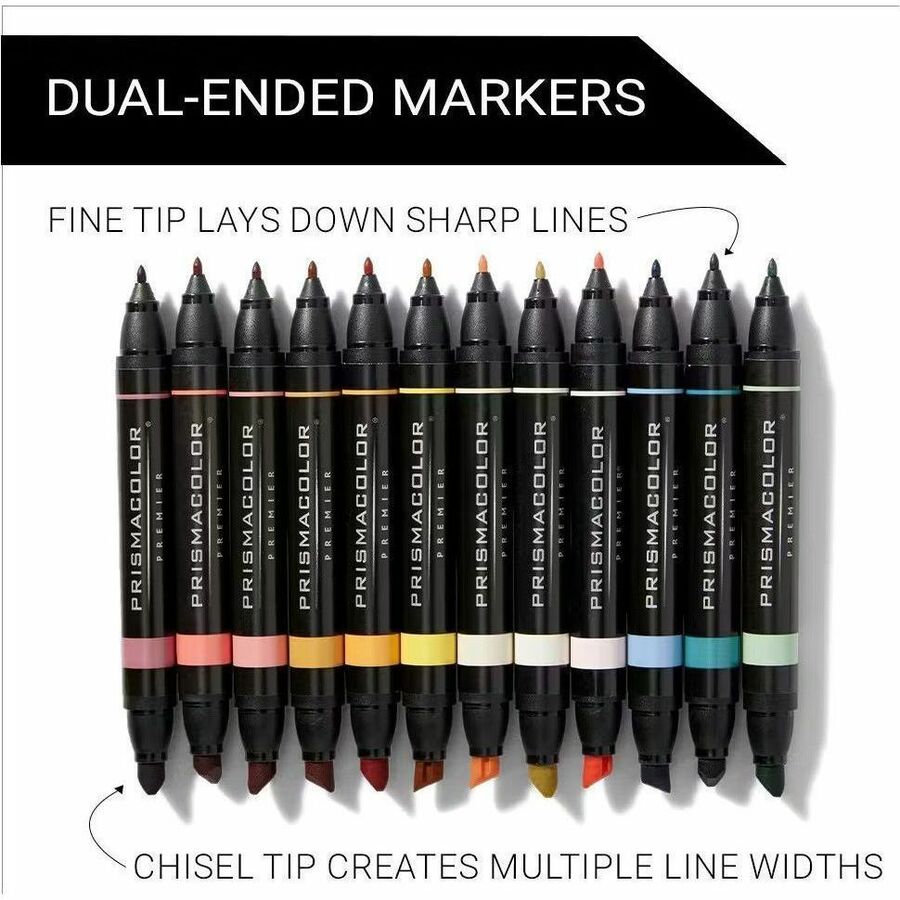 Prismacolor Premier Dual-Ended Art Marker Sets, Fine and Chisel Tip - 2173308
