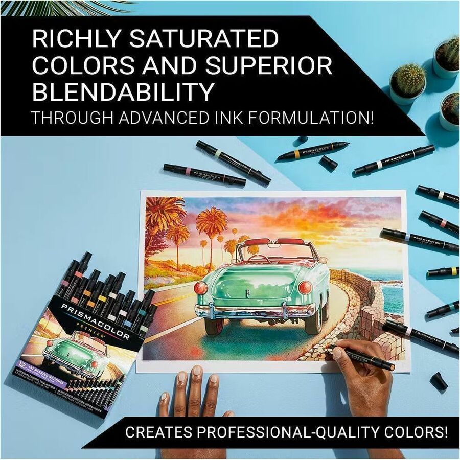 Prismacolor Premier Dual-Ended Art Marker Sets, Fine and Chisel Tip - 2173308