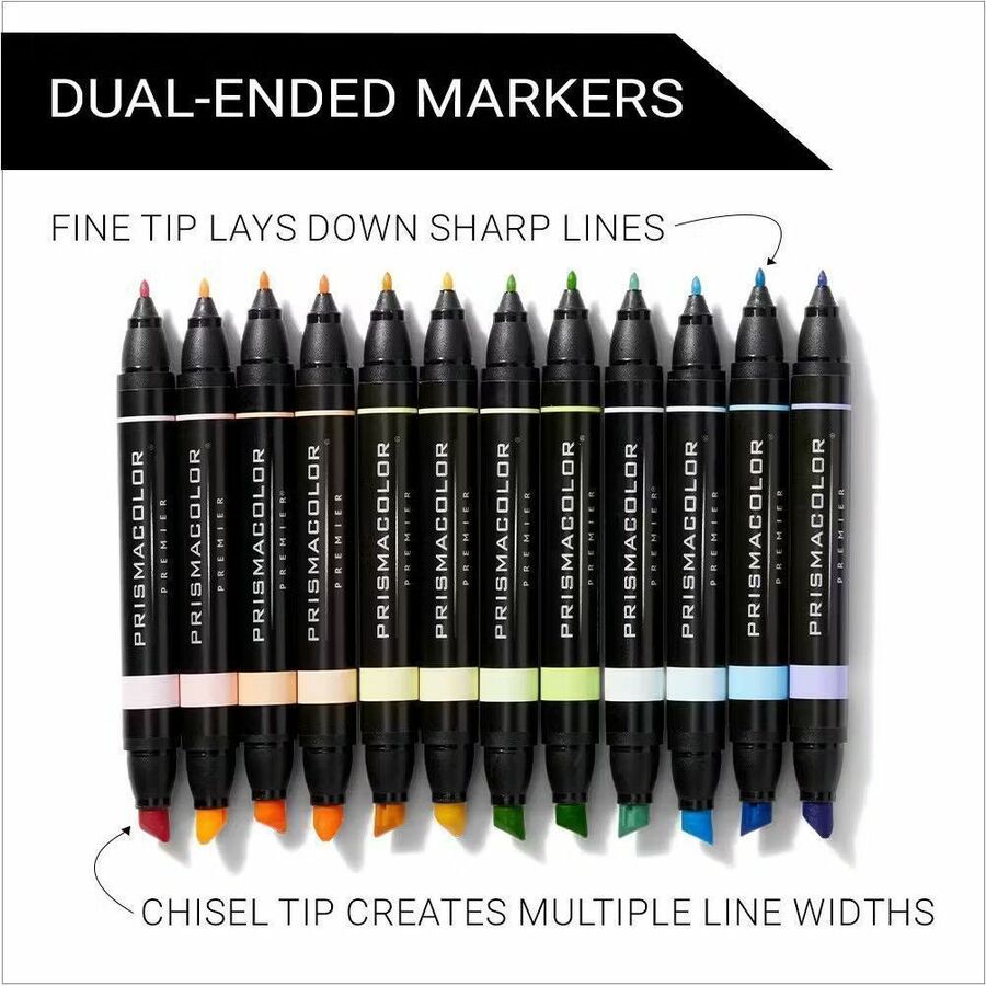 Prismacolor Premier Dual-Ended Art Marker Sets, Fine and Chisel Tip - 2173306