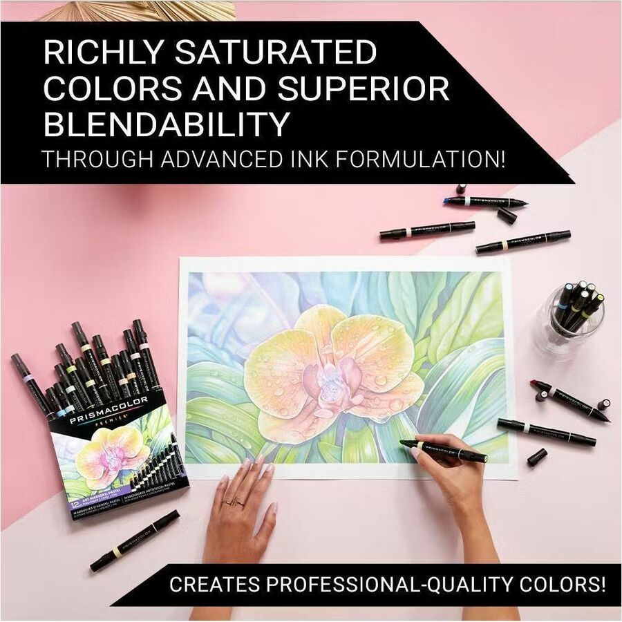 Prismacolor Premier Dual-Ended Art Marker Sets, Fine and Chisel Tip - 2173306