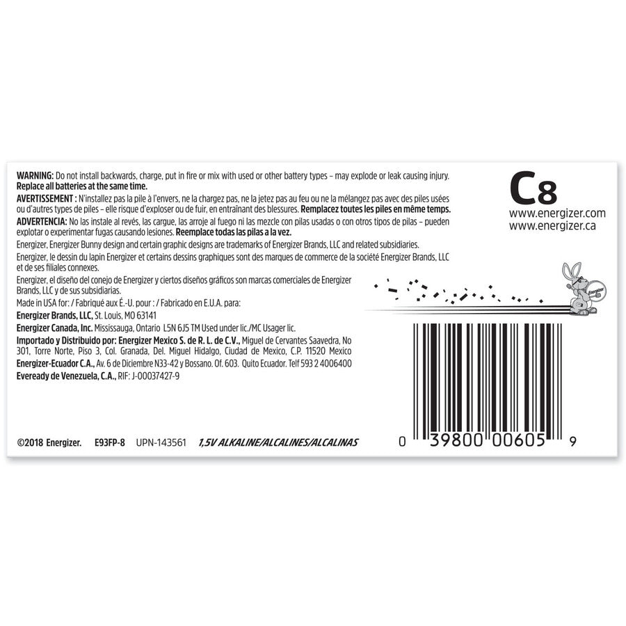 Energizer MAX Alkaline C Batteries - E93FP-8