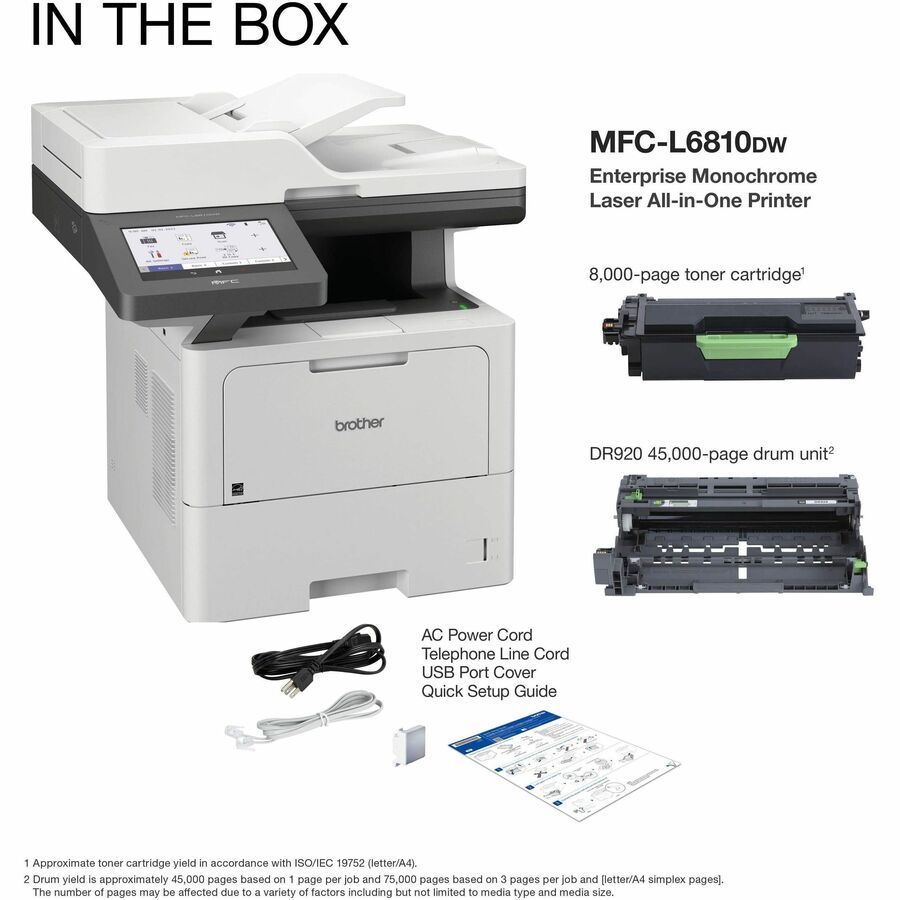 Brother MFC-L6810DW Wireless Laser Multifunction Printer - Monochrome - Gray - MFCL6810DW