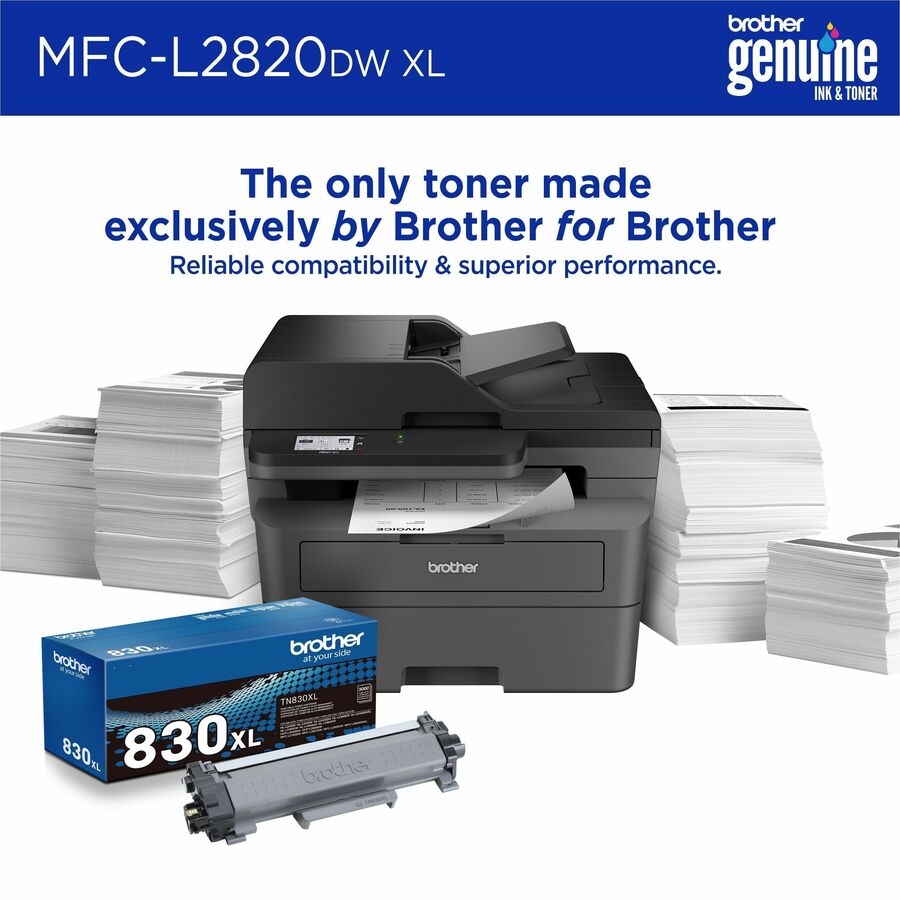 Brother MFC-L2820DWXL Wireless Laser Multifunction Printer - Monochrome - Gray - MFCL2820DWXL