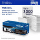 Brother Original Laser Toner Cartridge - Black - 1 Each - TN830XL