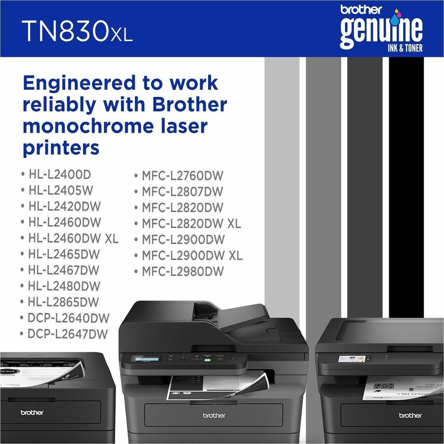 Brother Original Laser Toner Cartridge - Black - 1 Each - TN830XL