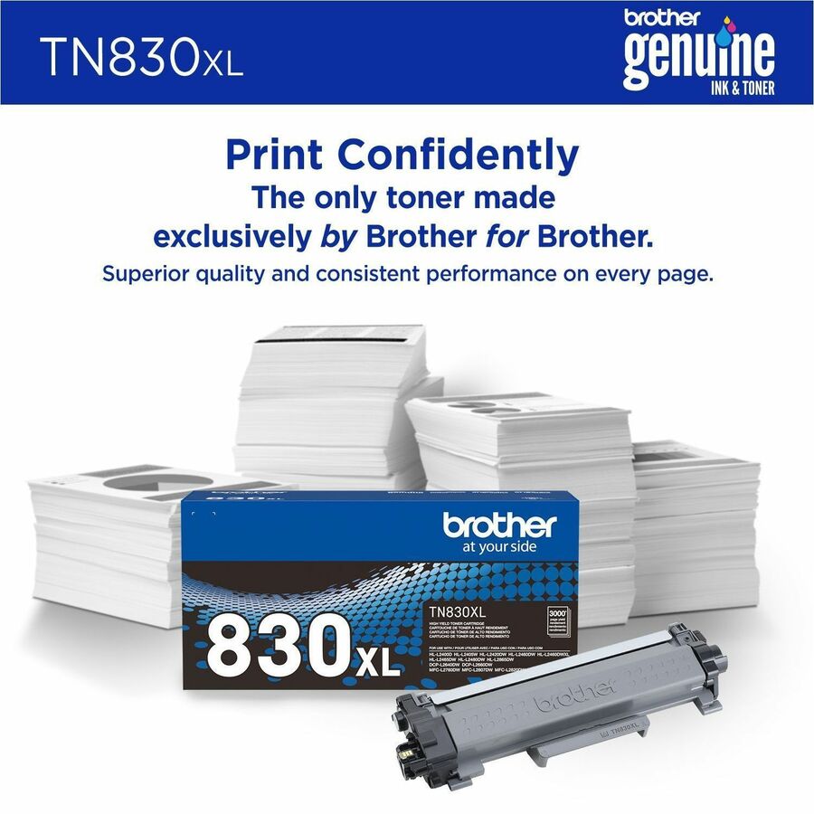 Brother Original Laser Toner Cartridge - Black - 1 Each - TN830XL