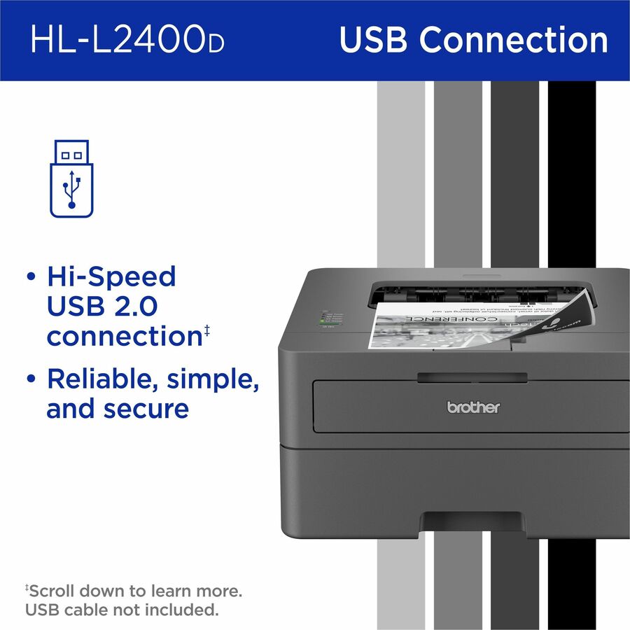 Brother HL-L2400D Desktop Wired Laser Printer - Monochrome - HLL2400D