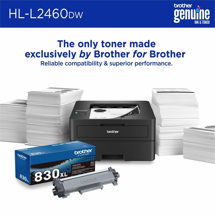 Brother HL-L2460DW Desktop Wired Laser Printer - Monochrome - HLL2460DW