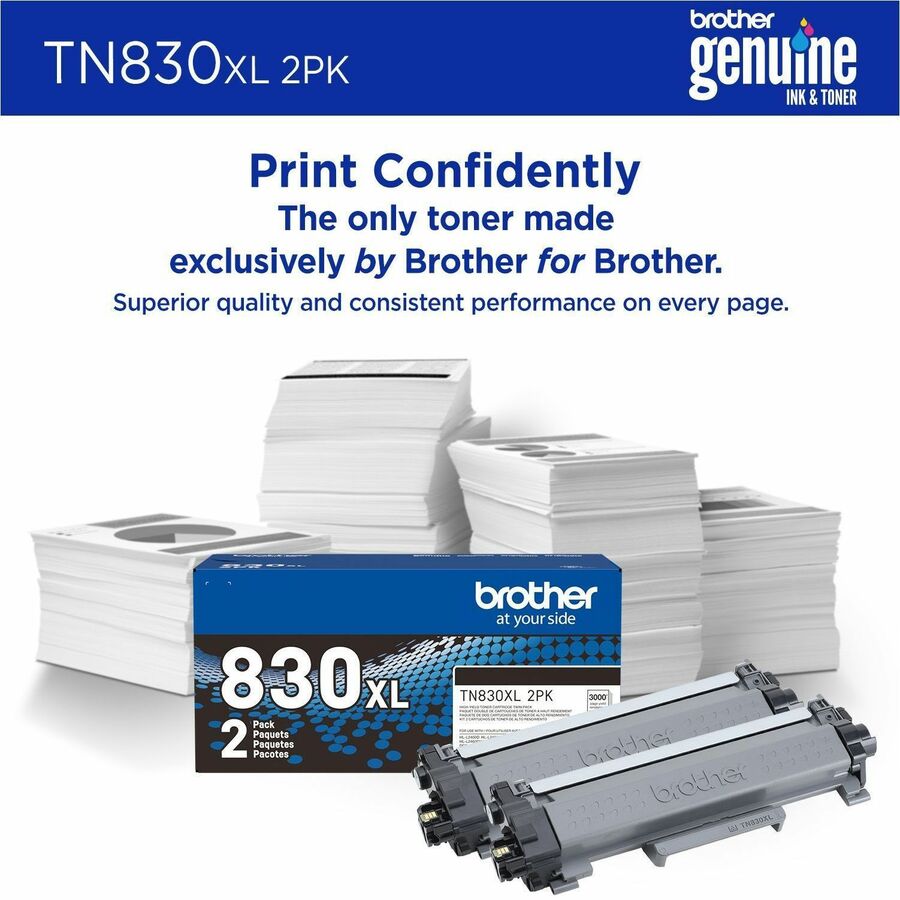 Brother Original High Yield Laser Toner Cartridge - Twin-pack - Black - 2 / Pack - TN830XL2PK