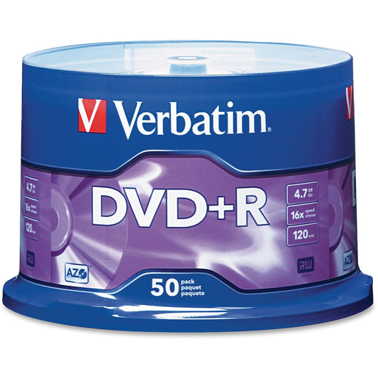 Verbatim 95037 DVD Recordable Media - DVD+R - 16x - 4.70 GB - 50 / Each