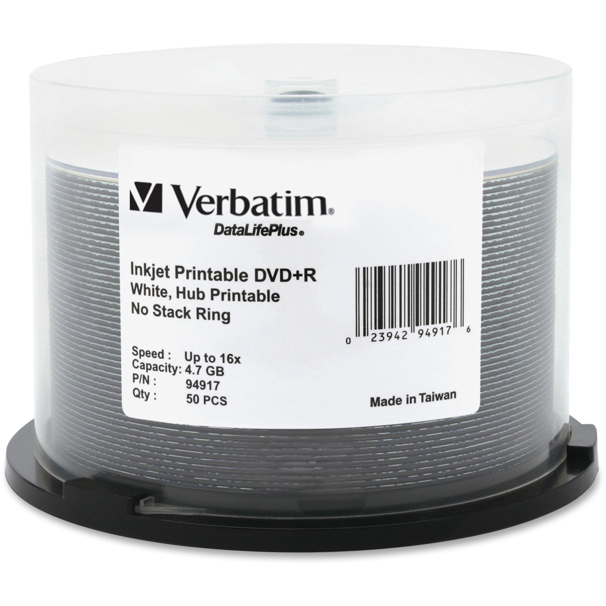 Verbatim DataLifePlus 94917 DVD Recordable Media - DVD+R - 16x - 4.70 GB - 50 / Each