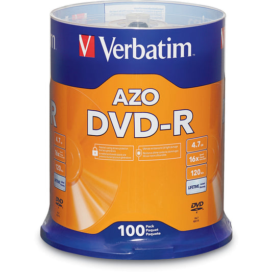 Verbatim 95102 DVD Recordable Media - DVD-R - 16x - 4.70 GB - 100 / Each