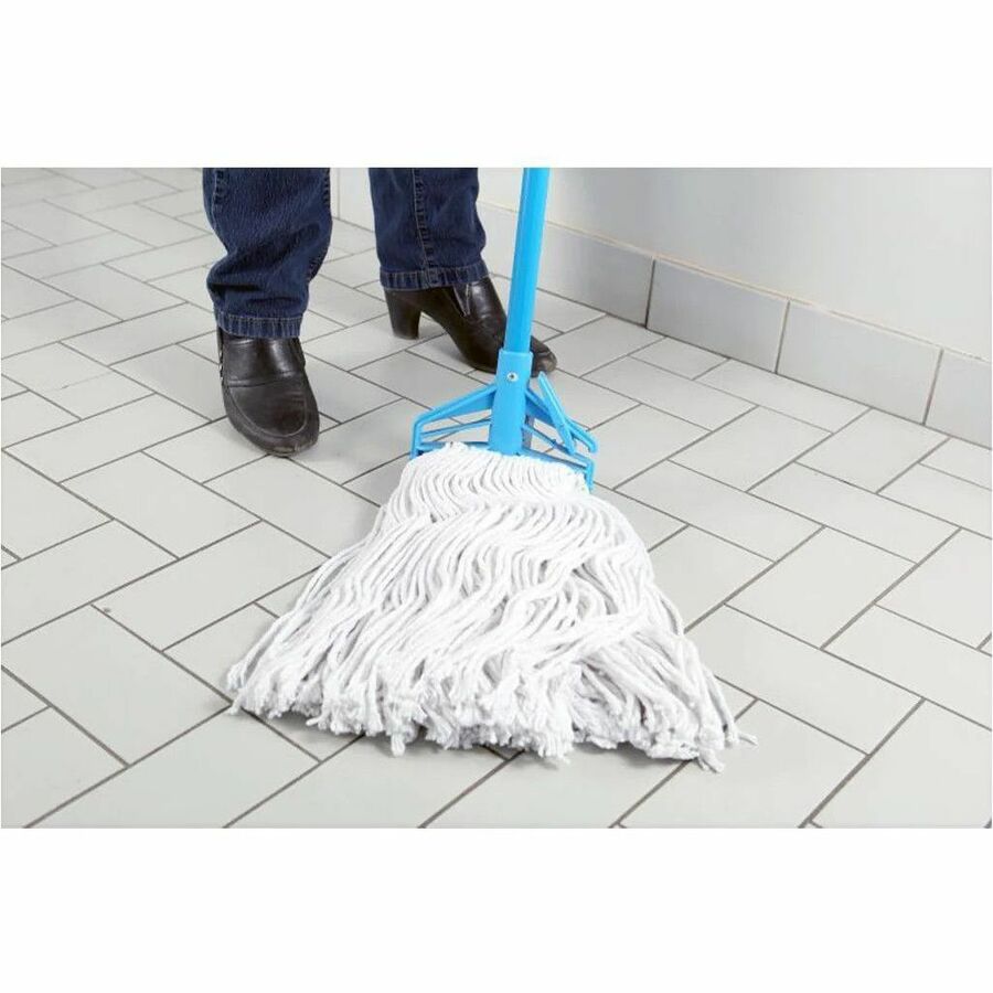 Globe Syn-Pro Synthetic Narrow Band Wet White Cut End Mop - 16 Oz / White - 3086