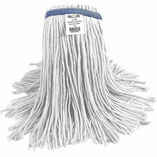Globe Syn-Pro Synthetic Narrow Band Wet White Cut End Mop - 16 Oz / White