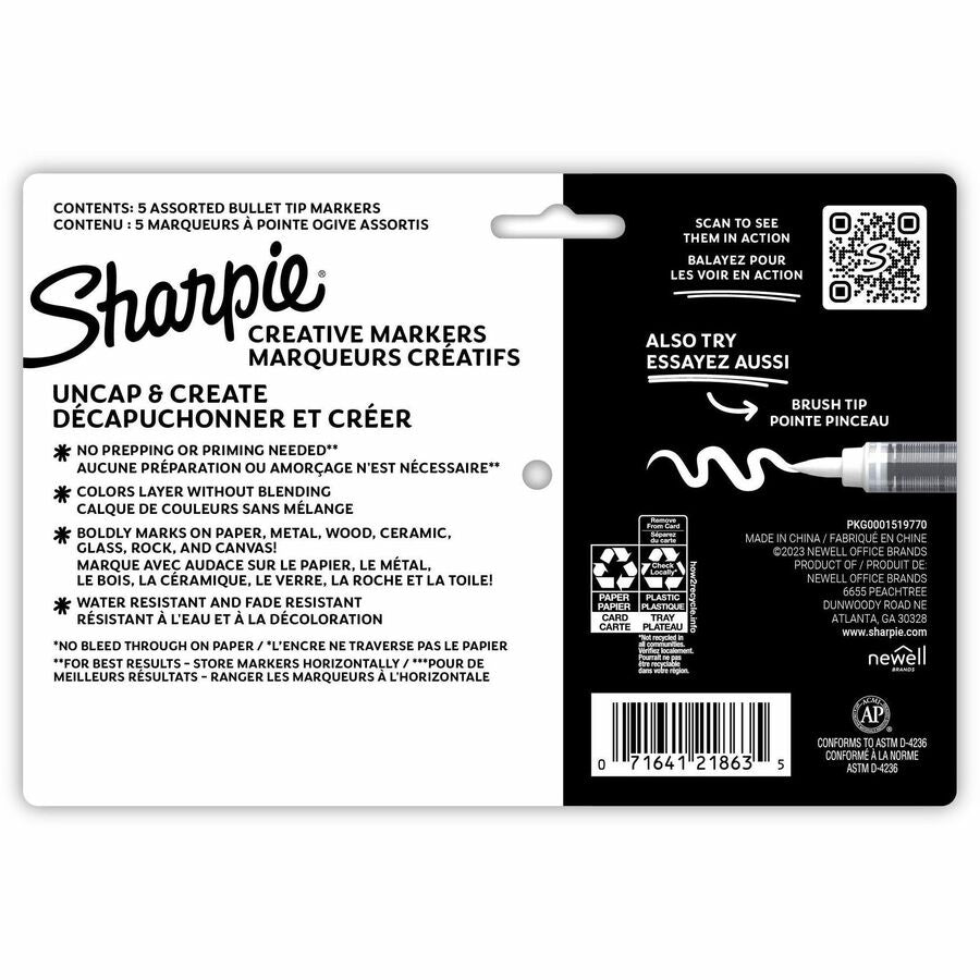 Sharpie Creative Markers, Water-Based Acrylic Markers, Bullet Tip - 2196902