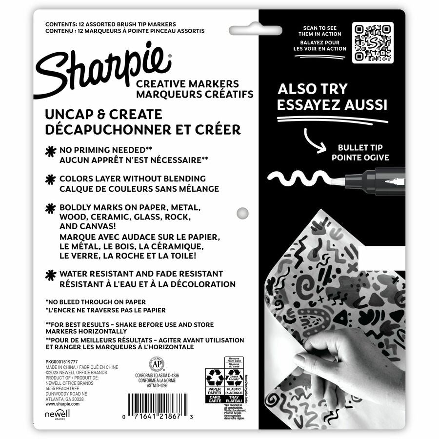 Sharpie Creative Markers, Water-Based Acrylic Markers, Brush Tip - 2196907