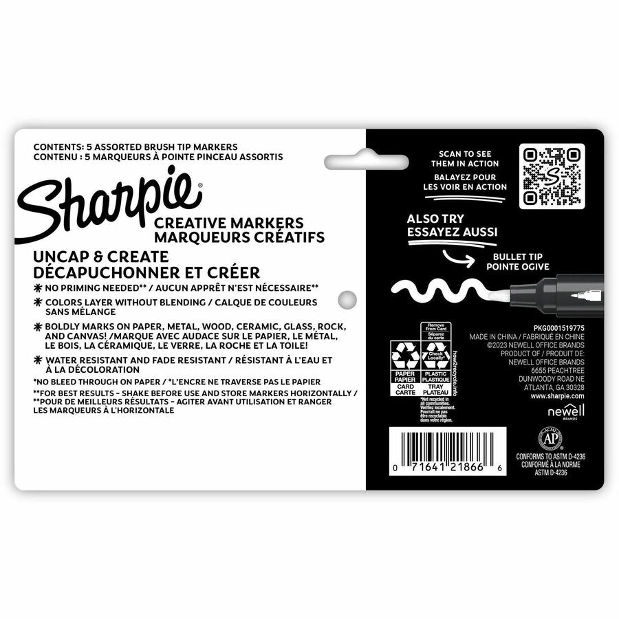 Sharpie Creative Markers, Water-Based Acrylic Markers, Brush Tip - 2196904