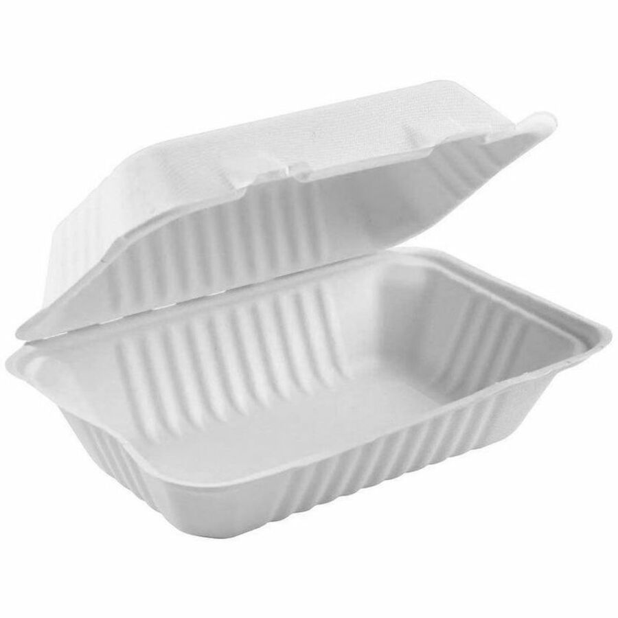 Globe 9" x 6" Storage Ware - Microwave Safe - Oven Safe - White - Bagasse, Sugarcane Fiber Body - Rectangle - 200/Case - 6013